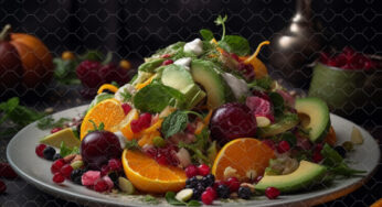 Recipe for avocado, orange, red grapes, and spinach salad